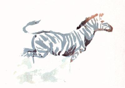 Bild Ein galoppierendes Zebra im Profil von Uli Aschenborn